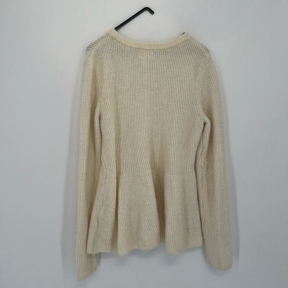 H&M Rib Knit Flared Peplum Wool Blend Sweater In Cream - Picture 8 of 9